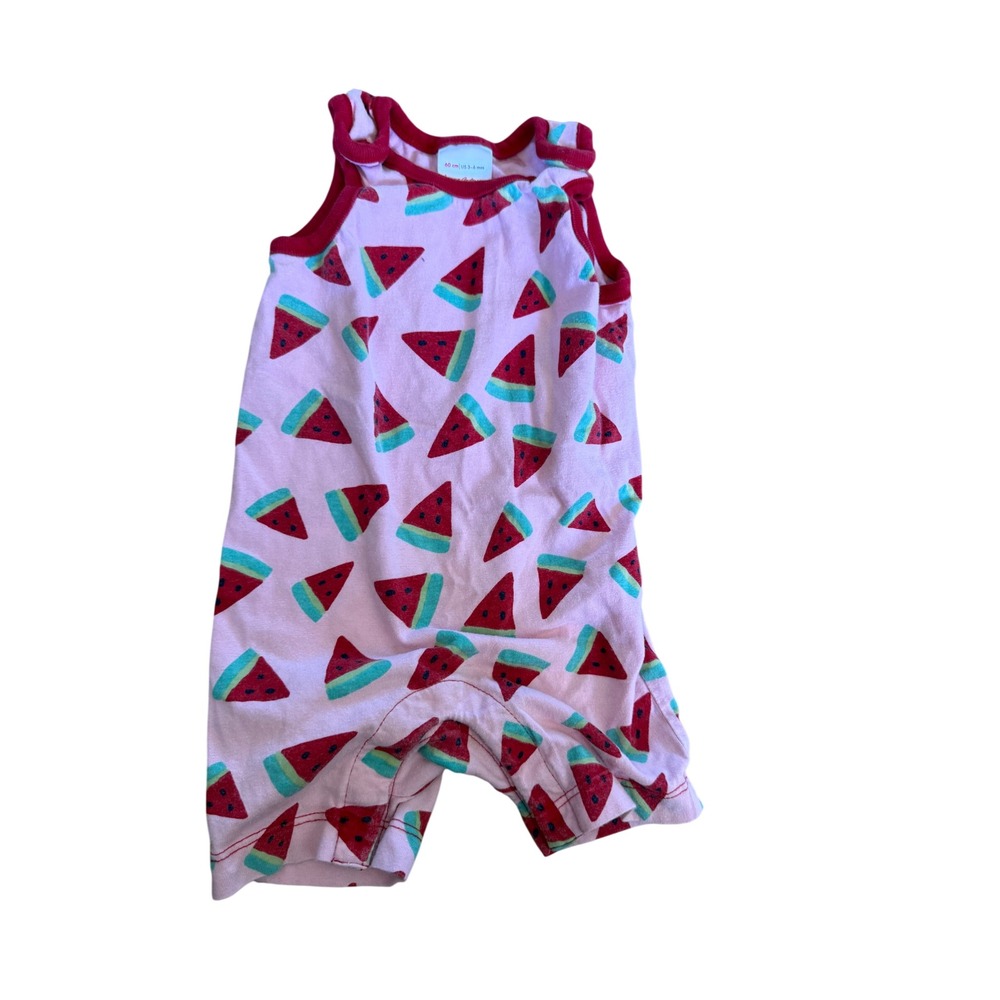 Hanna Andersson Pink Watermelon Print Sleeveless Romper 3-6 Months 60cm